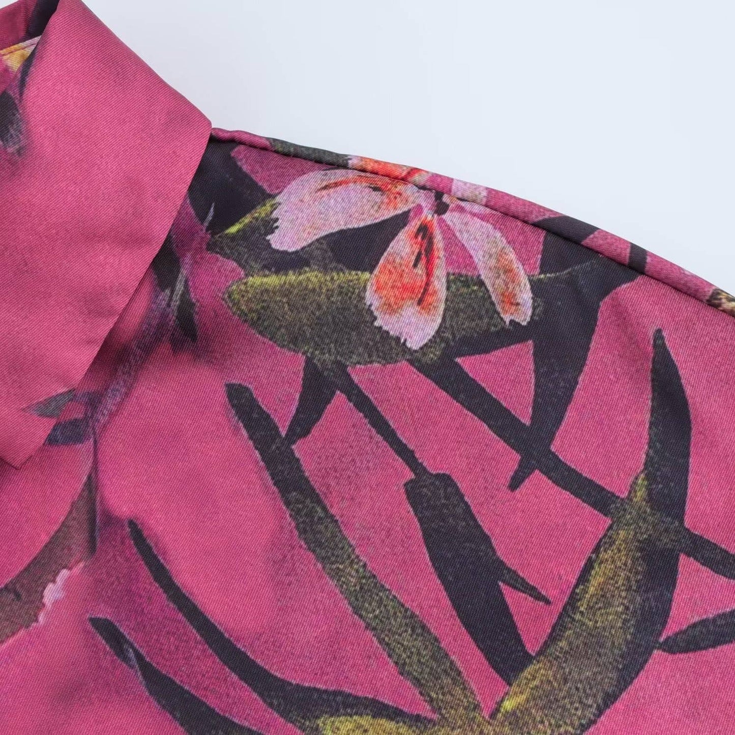 Botanical circular hem single-breasted shirt