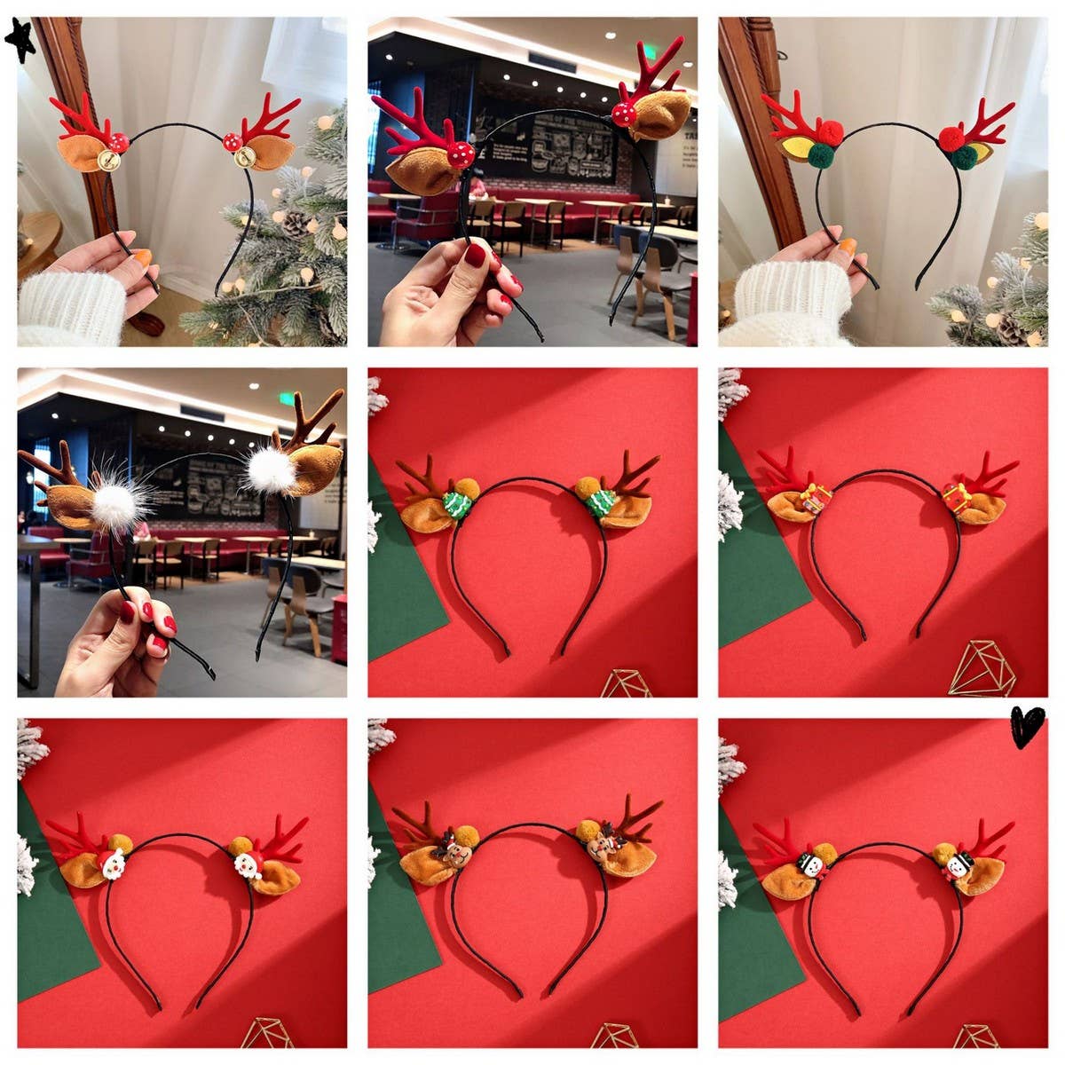 CUTE CHRISTMAS ELK HORN BELL HEADBAND HAIRPIN