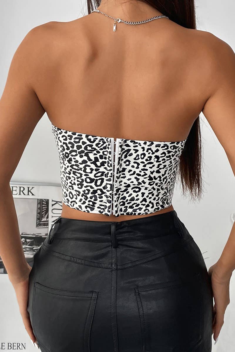 CWTTT0039_LEOPARD PRINT LOW-CUT TUBE TOP FISHBONE  VEST