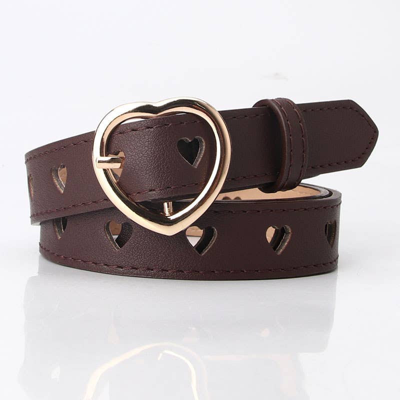 Non-perforated heart-shaped hollowed-out belt