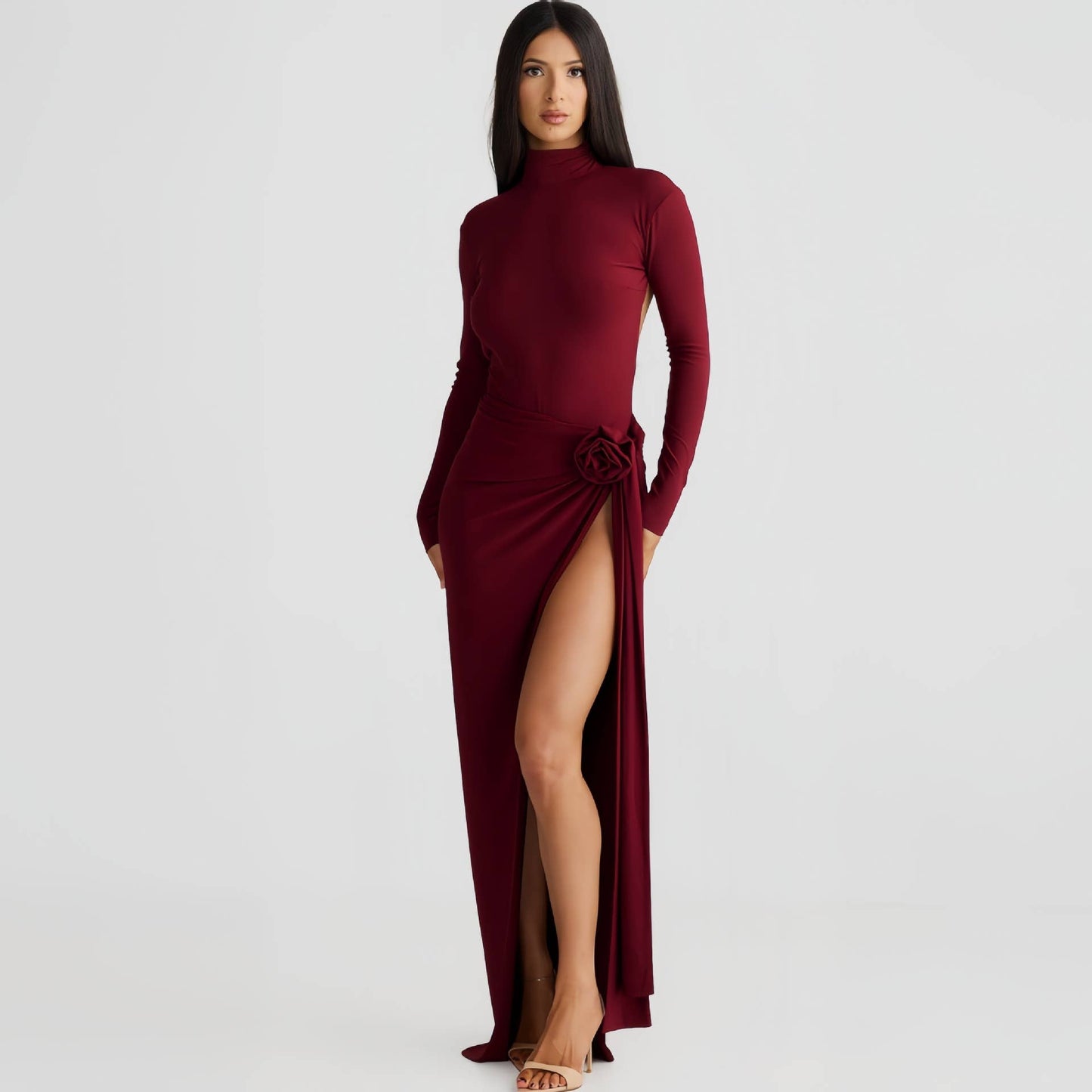 FASHION TURTLENECK HALTER JUMPSUIT SKIRT SUIT
