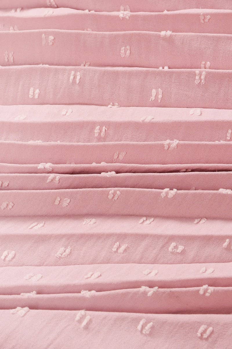 CWDMD2140_LACE UP HIGH WAISTED PLEATED HAIRBALL DRESS