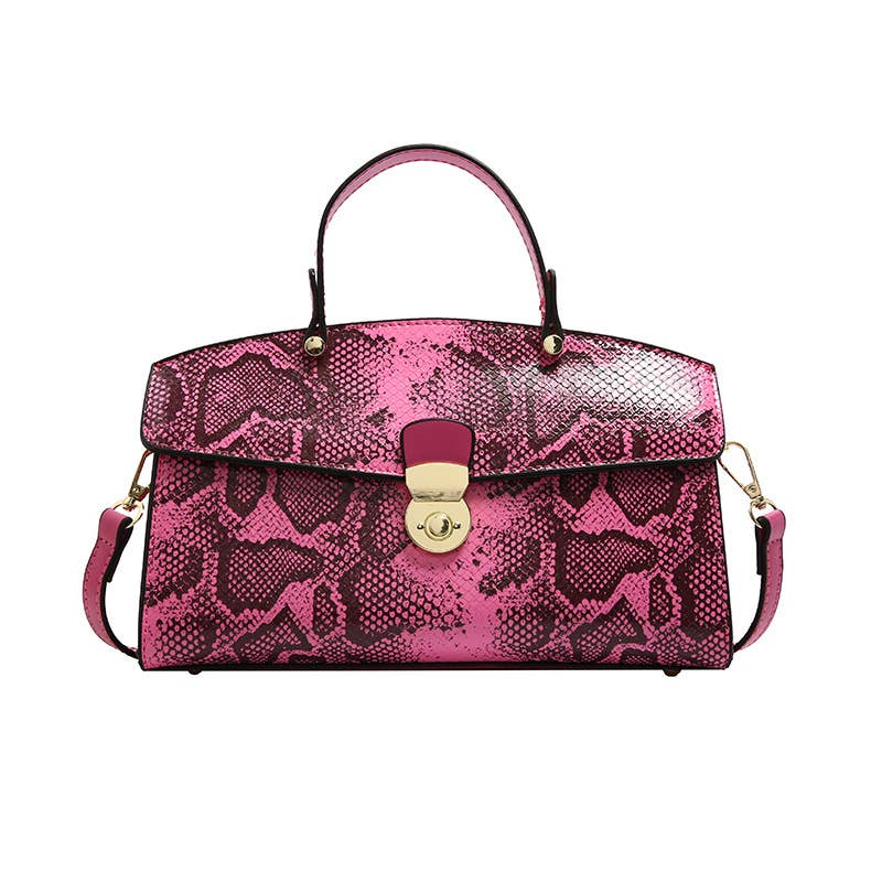 Large-capacity snake-patterned hand-held tote bag
