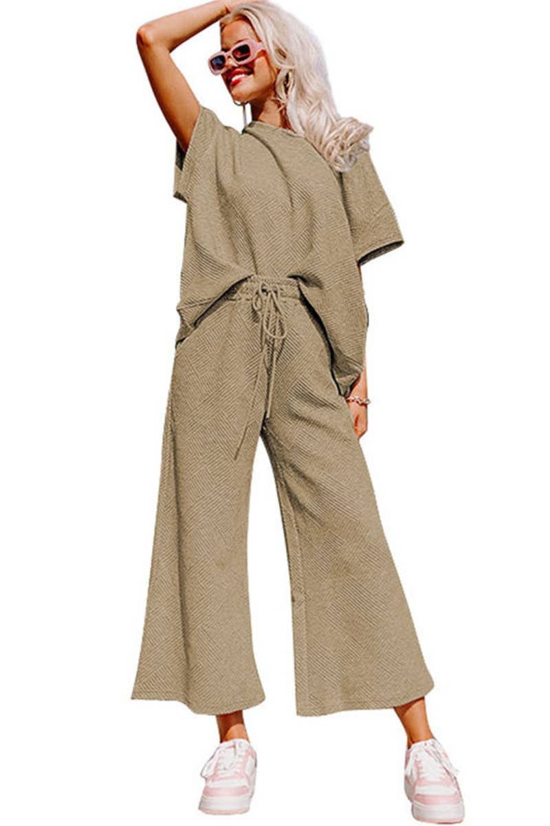 CWSS0722_CASUAL SHORT-SLEEVED STRAPPY TOP PANT SUIT