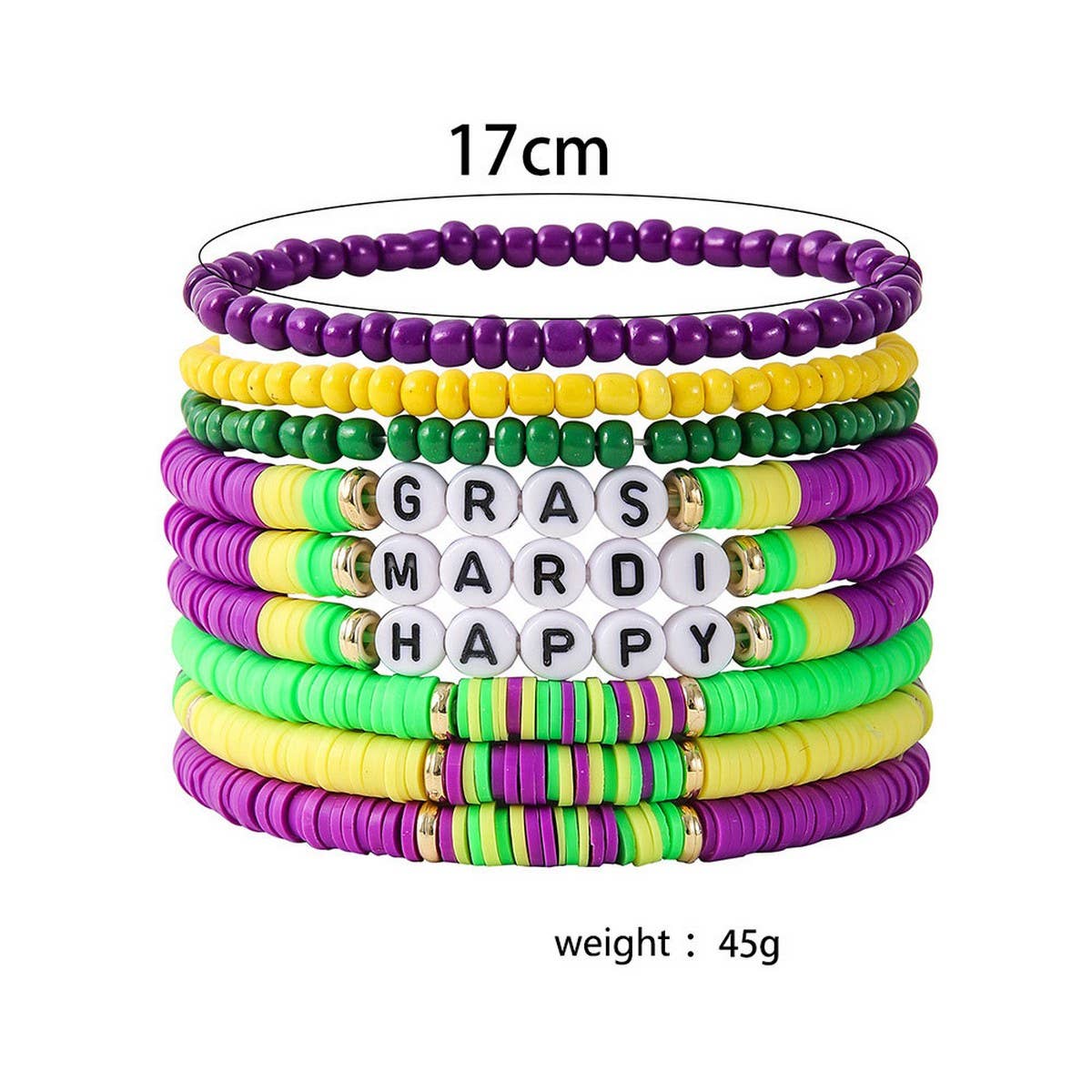 MULTI-LAYERED POLYMER CLAY LETTER BRACELET SET