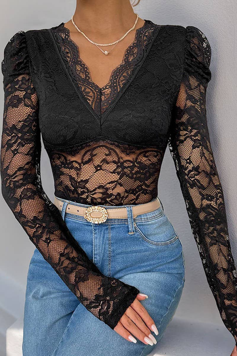 CWSBSL0136_SOLID COLOR ELEGANT SEXY LACE PATCHWORK JUMPSUIT