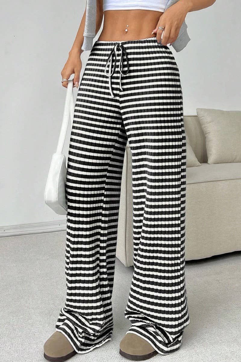 CWBLP1370_STRIPED ELASTIC DRAWSTRING STRAIGHT LEG PANTS