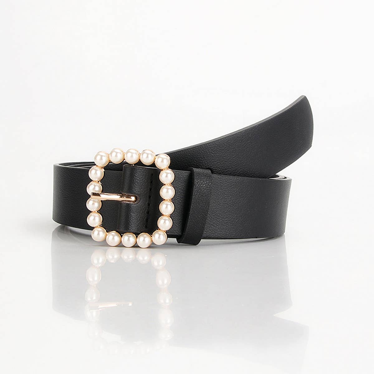 CWABE0945_SWEET PEARL SQUARE BUCKLE BELT