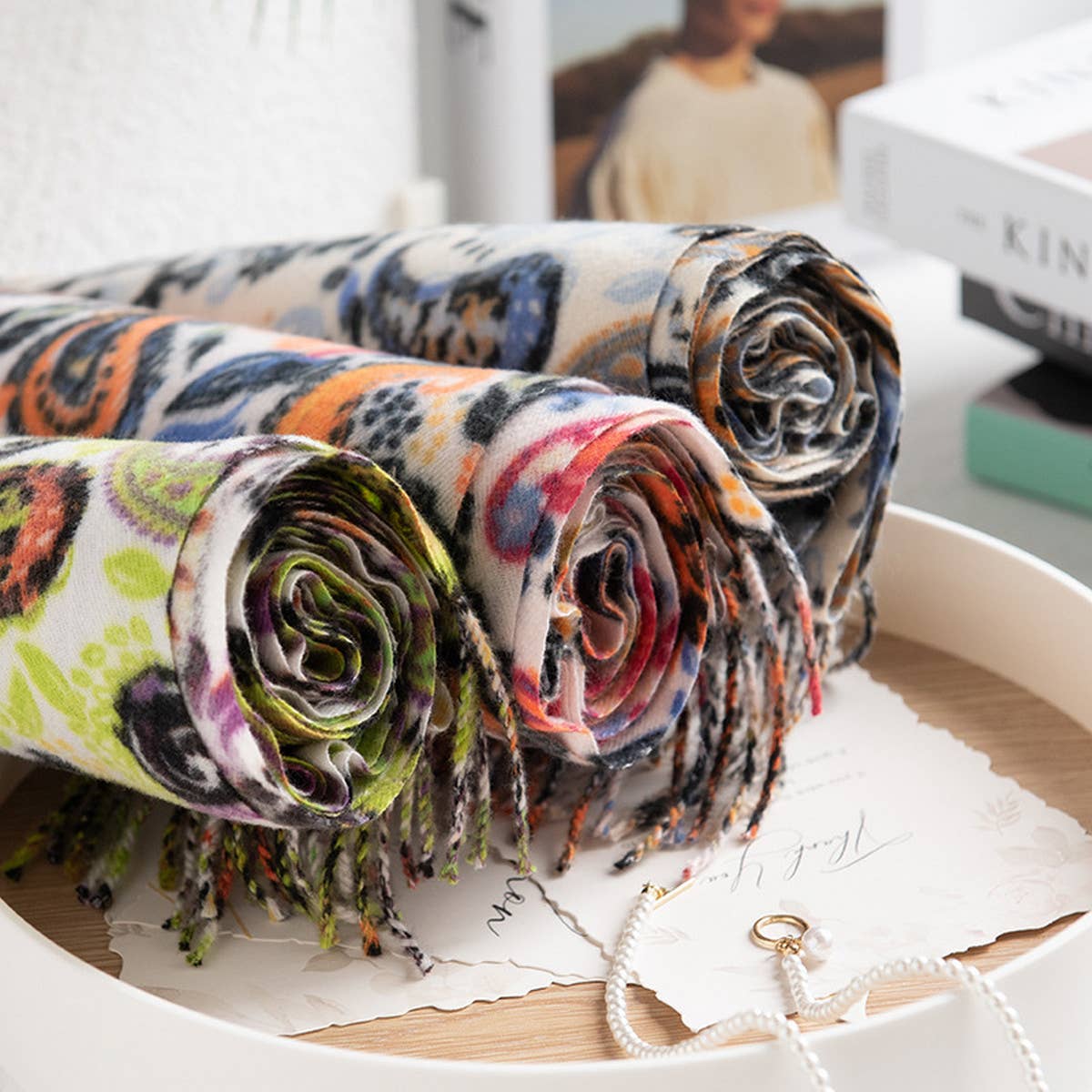 Soft Paisley Scarf - Elegant Tassel Wrap for Women_CWASC0920