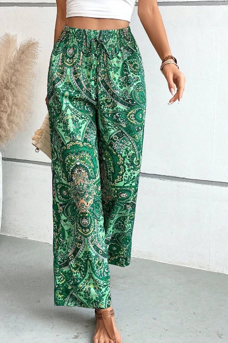 CWBMP0140_STYLISH ALL-IN-ONE PRINTED ELASTIC WIDE-LEG PANTS