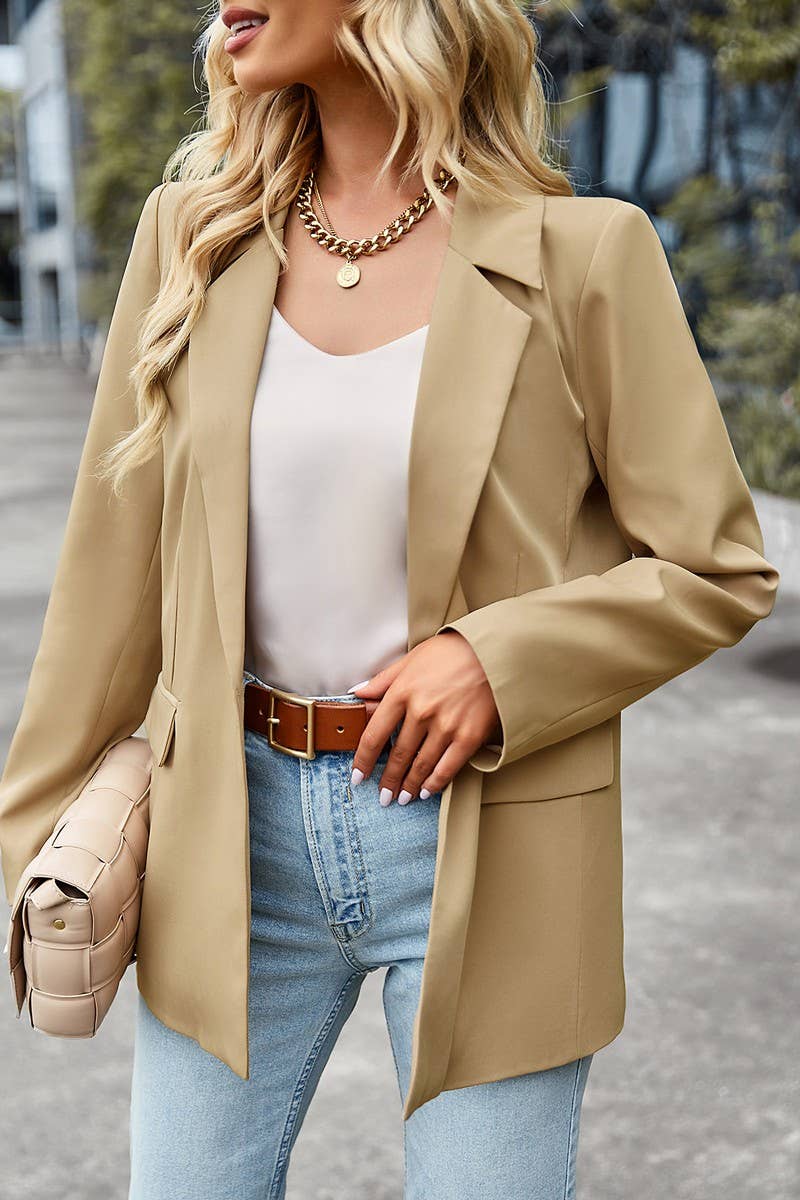 CWOBL00217_SOLID COLLARED CASUAL BLAZER JACKET