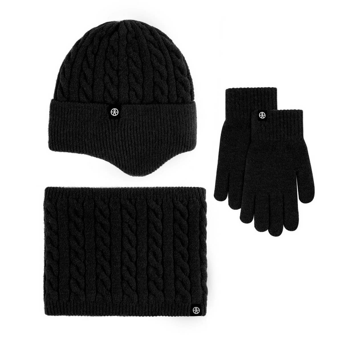 WINTER OUTDOOR VELVET SCARF WARM THREE-PIECE SUIT