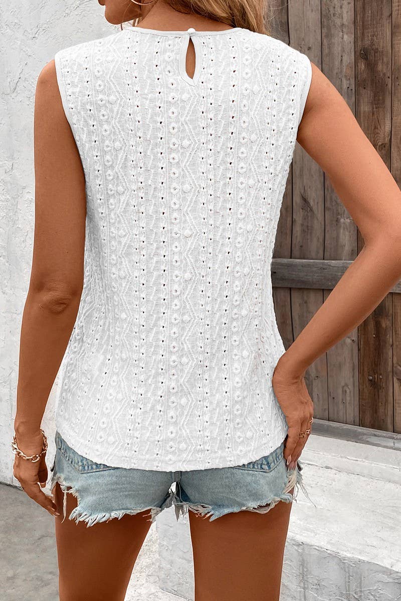 CWTBLSL0820_LACE TRIM FLORAL CROCHET CAMI TOP
