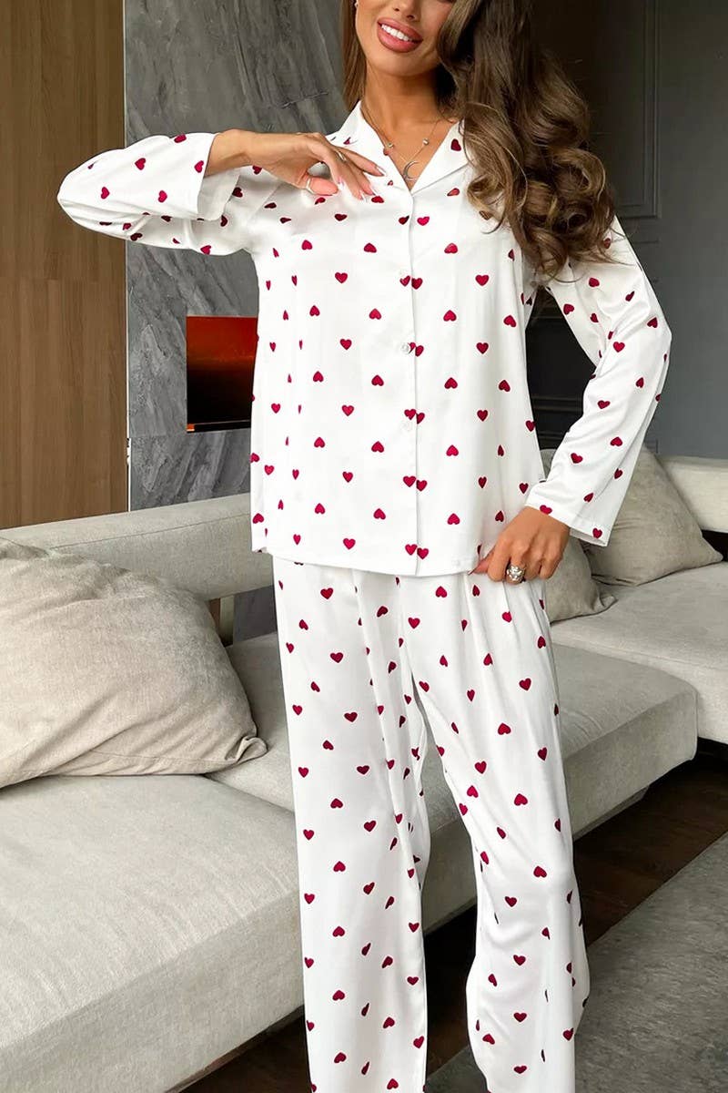 CWSPJ0067_LOVE PRINTED LONG-SLEEVED SHIRT LOUNGEWEAR SET