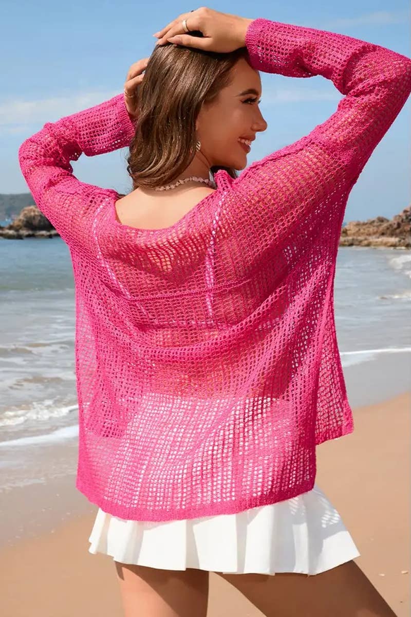 CWTTL1994_LONG SLEEVE FASHION HOLIDAY BIKINI BEACH COVER UP