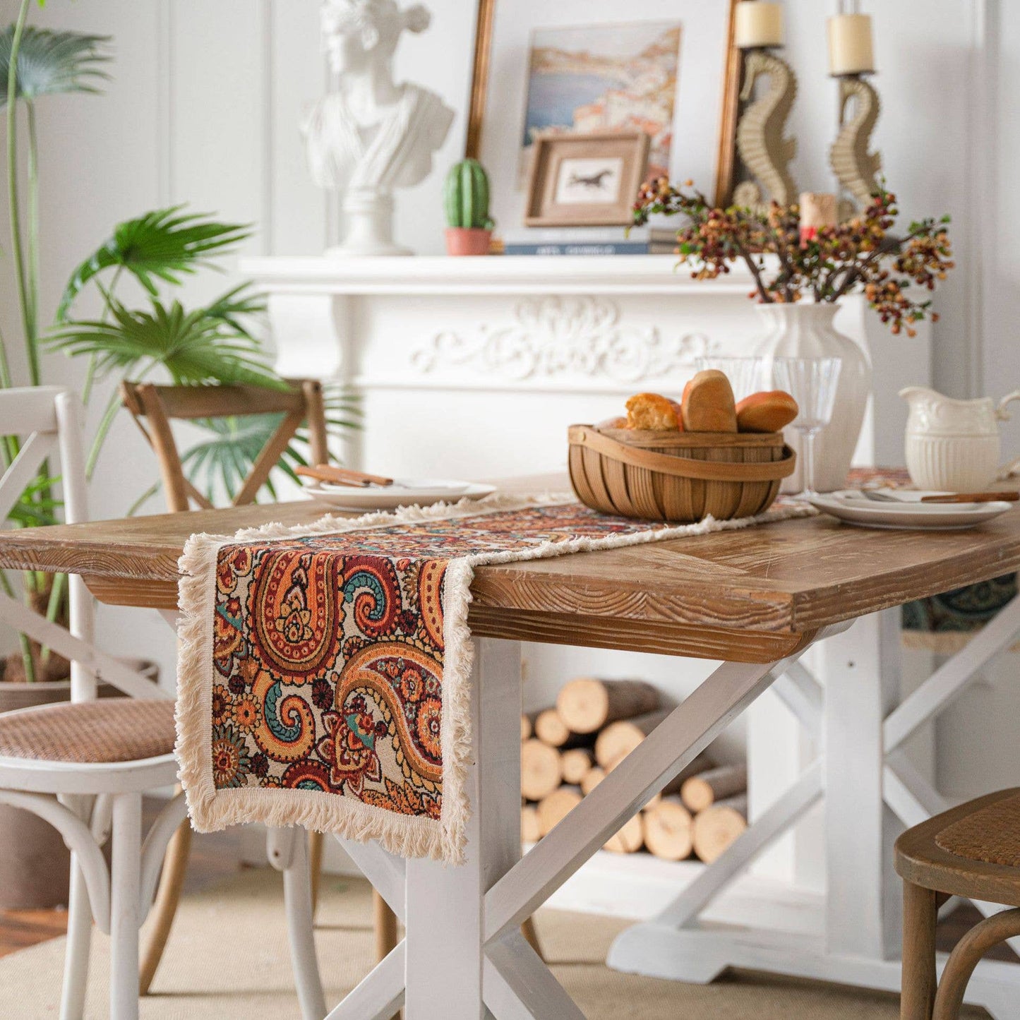 TASSEL DETAILED MULTI PATTERN TABLE RUNNER