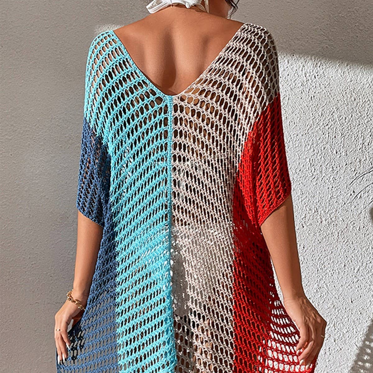 COLORFUL SEXY TASSEL HOLLOW BIKINI BEACH COVER-UP