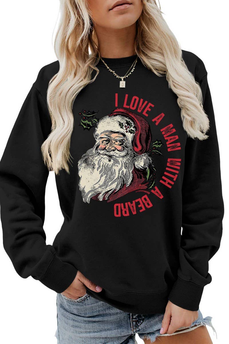 CWTBLL01329_SANTA LETTER PRINT CHRISTMAS PULLOVER SWEATSHIRT