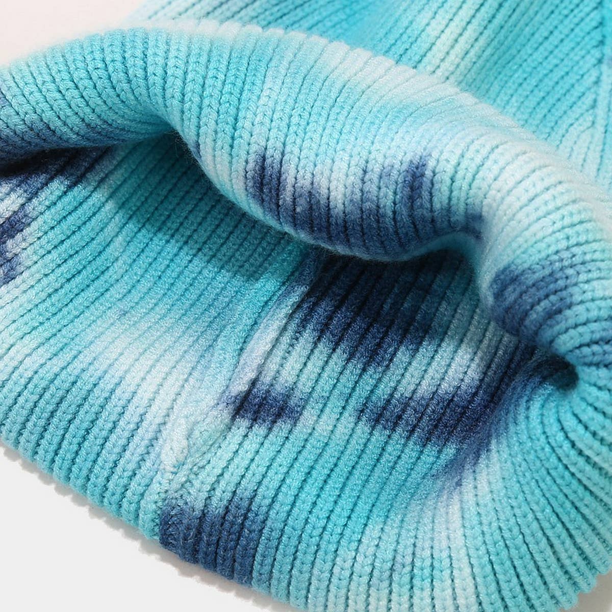 OUTDOOR WARM CURLED EDGE TIE-DYE KNITTED HAT_CWAH1593