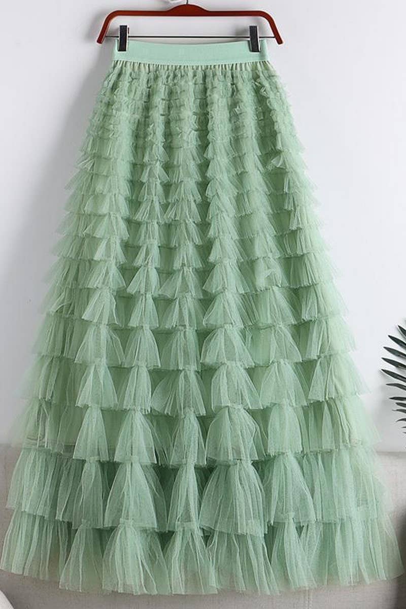 CWBLS0516_HIGH-END MESH TIERED GOWN VOLUMINOUS SKIRT