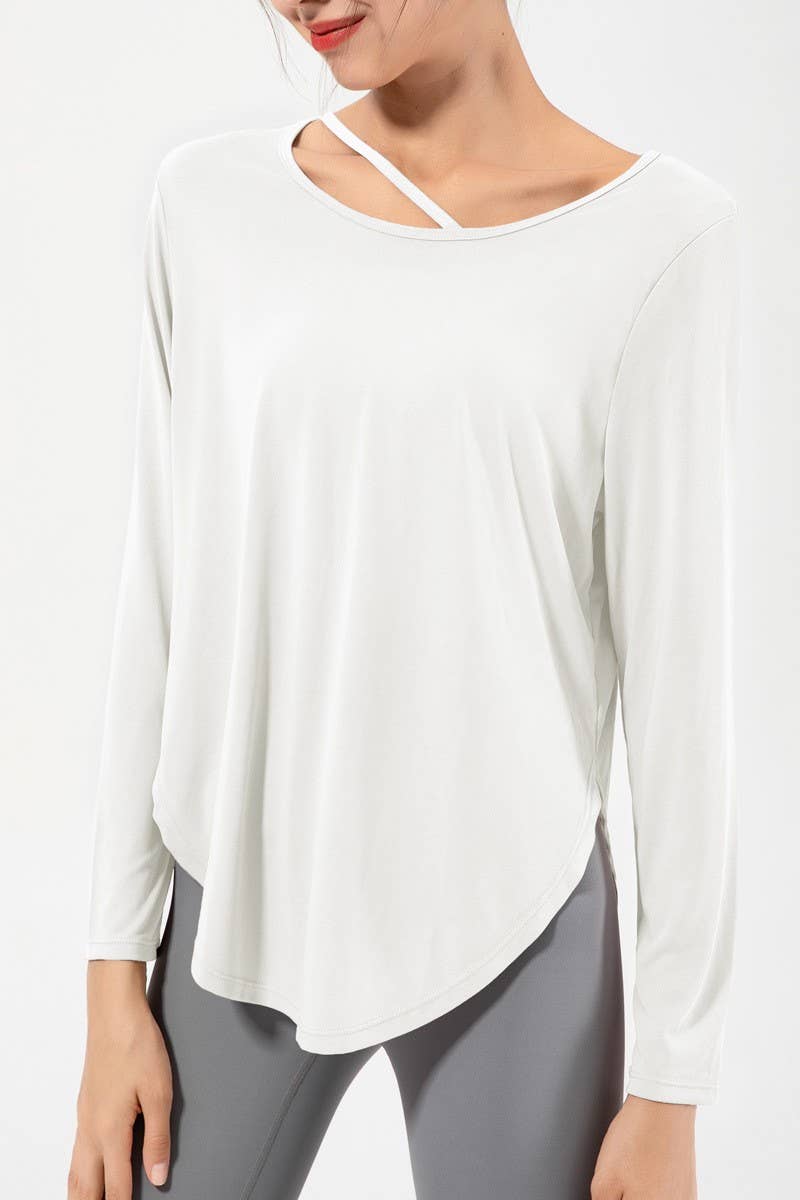 CWTBLL2941_LOOSE LONG SLEEVE YOGA WEAR FITNESS COVER UP