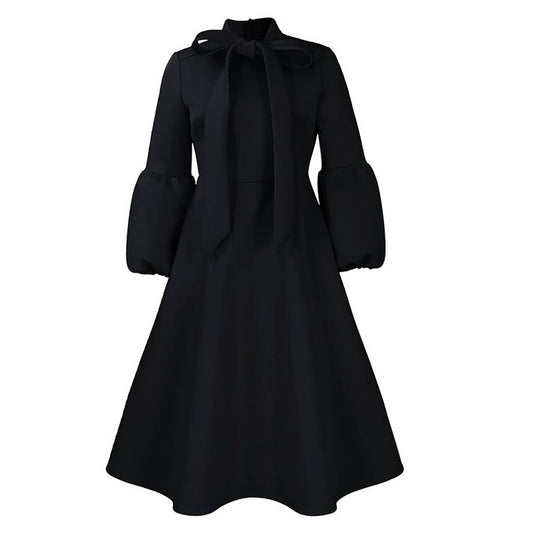 LANTERN SLEEVE HIGH WAIST BOW OVERSIZED DRESS_CWDMD3664