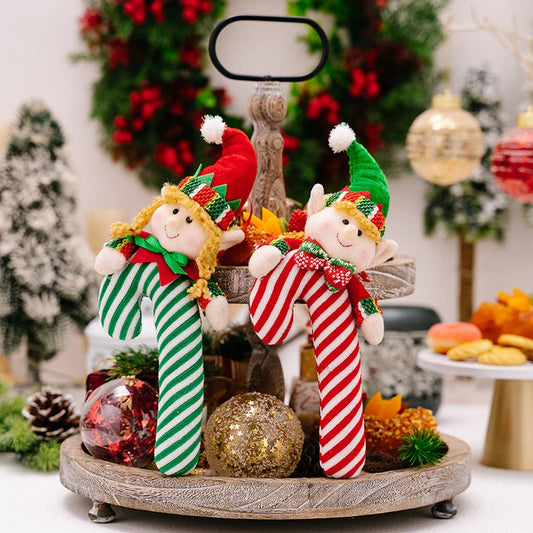 CWMM10298_FABRIC ELF CANDY CANE CHRISTMAS HANGING ORNAMENT