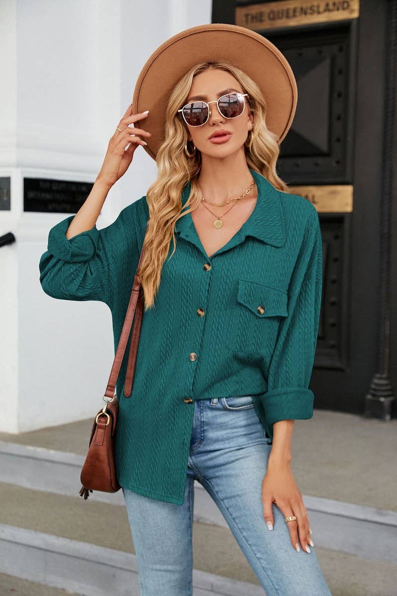 CWTSTL2066_LAPEL BUTTON POCKET LONG SLEEVE SHIRT COATS