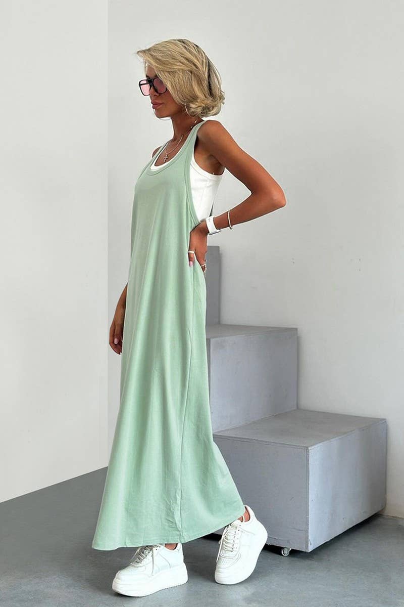 CWSPJ0354_KNITTED CAMISOLE NIGHTDRESS VEST TWO-PIECE SET