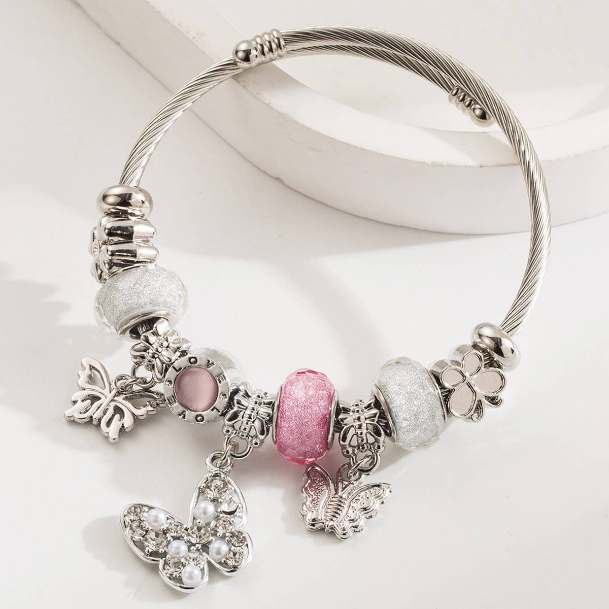 Stainless Steel Bear Charm Bracelet for Women_CWMM8470