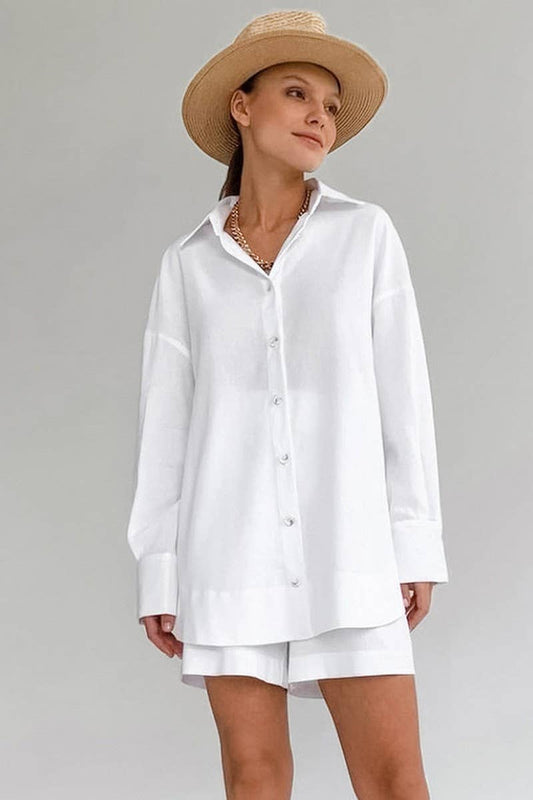 CWSTB1484_COTTON LONG-SLEEVED SHIRT AND SHORTS SET