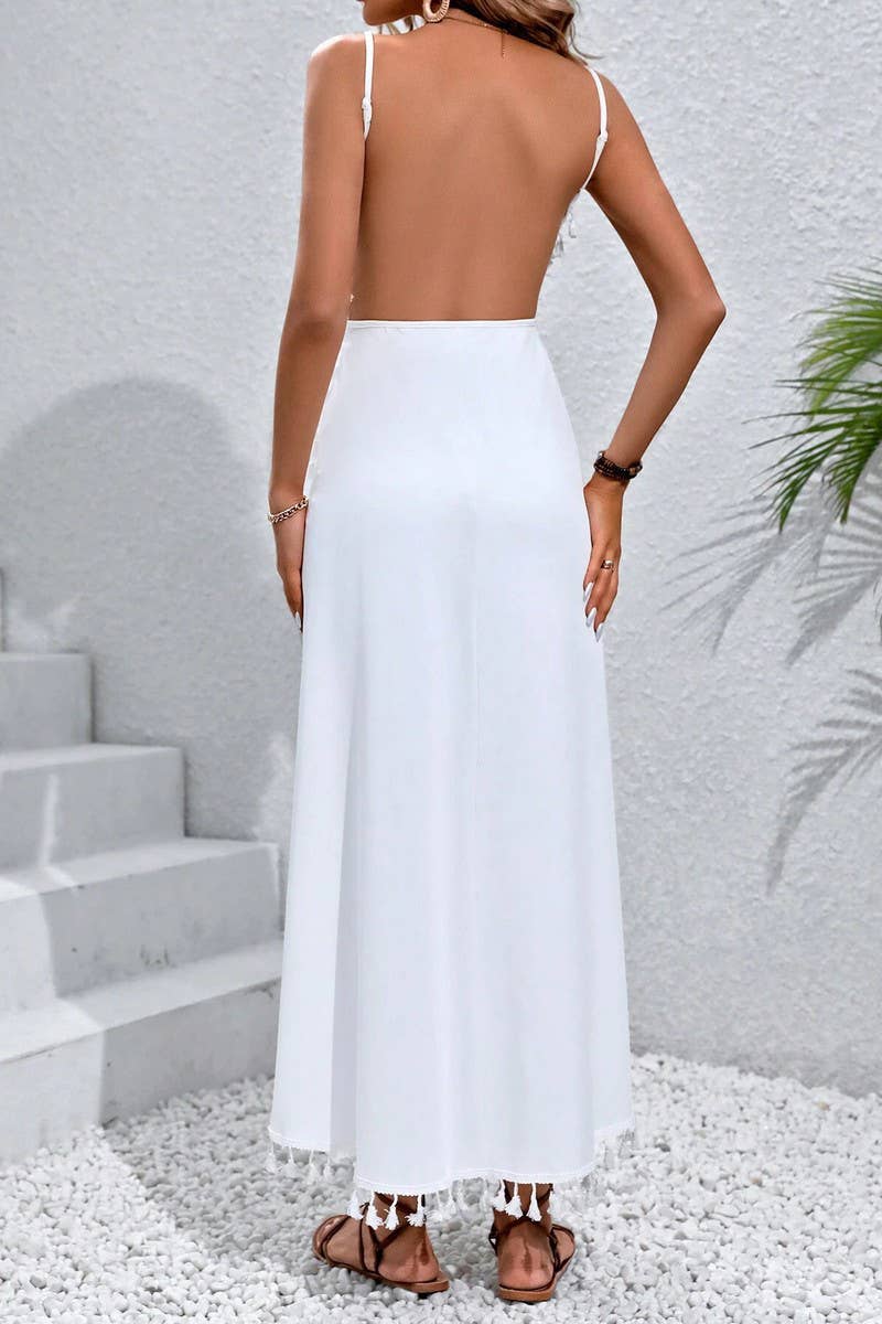 CWDHL0741_SUMMER FASHION HALTER BACKLESS SLIT DRESS