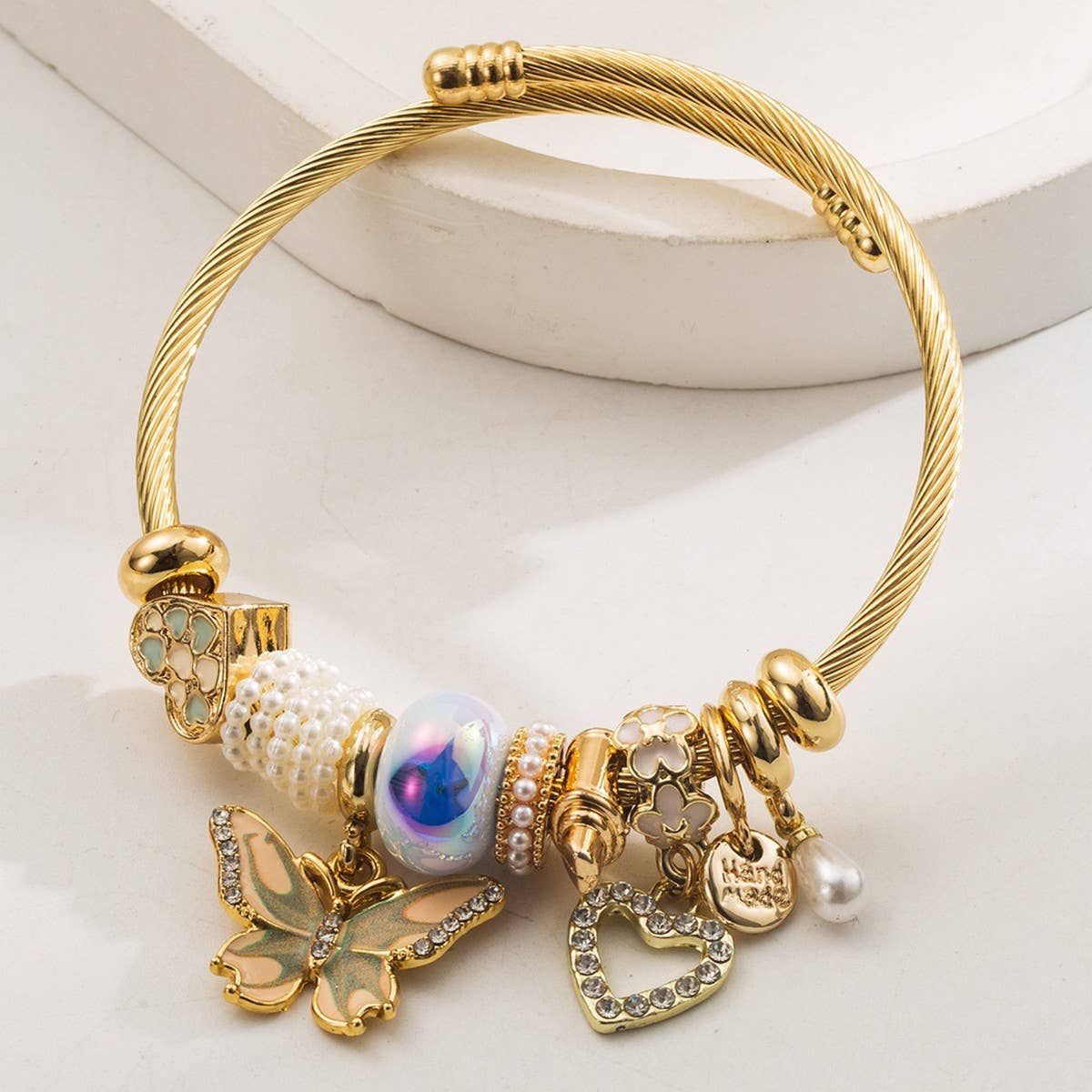 Trendy Stainless Steel Butterfly Heart Bracelet