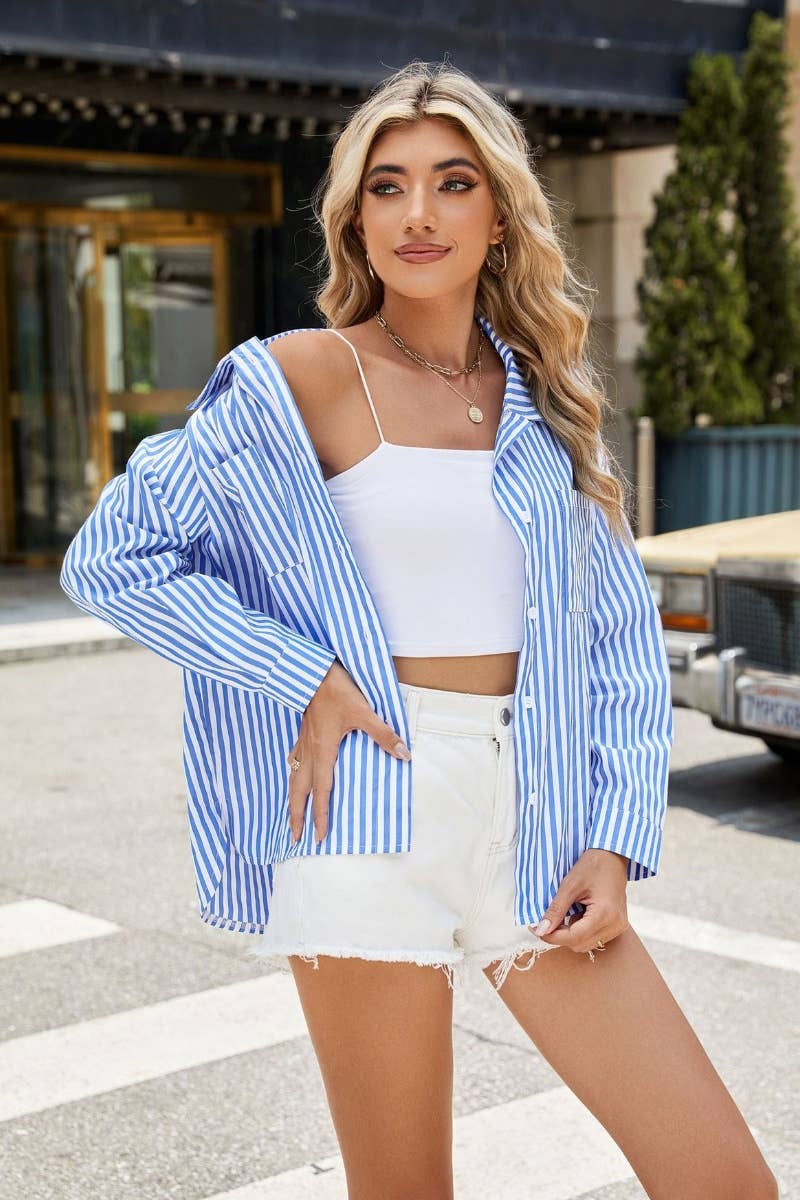 CWTSTL2231_STYLISH STRIPED POCKET LONG-SLEEVED SHIRT