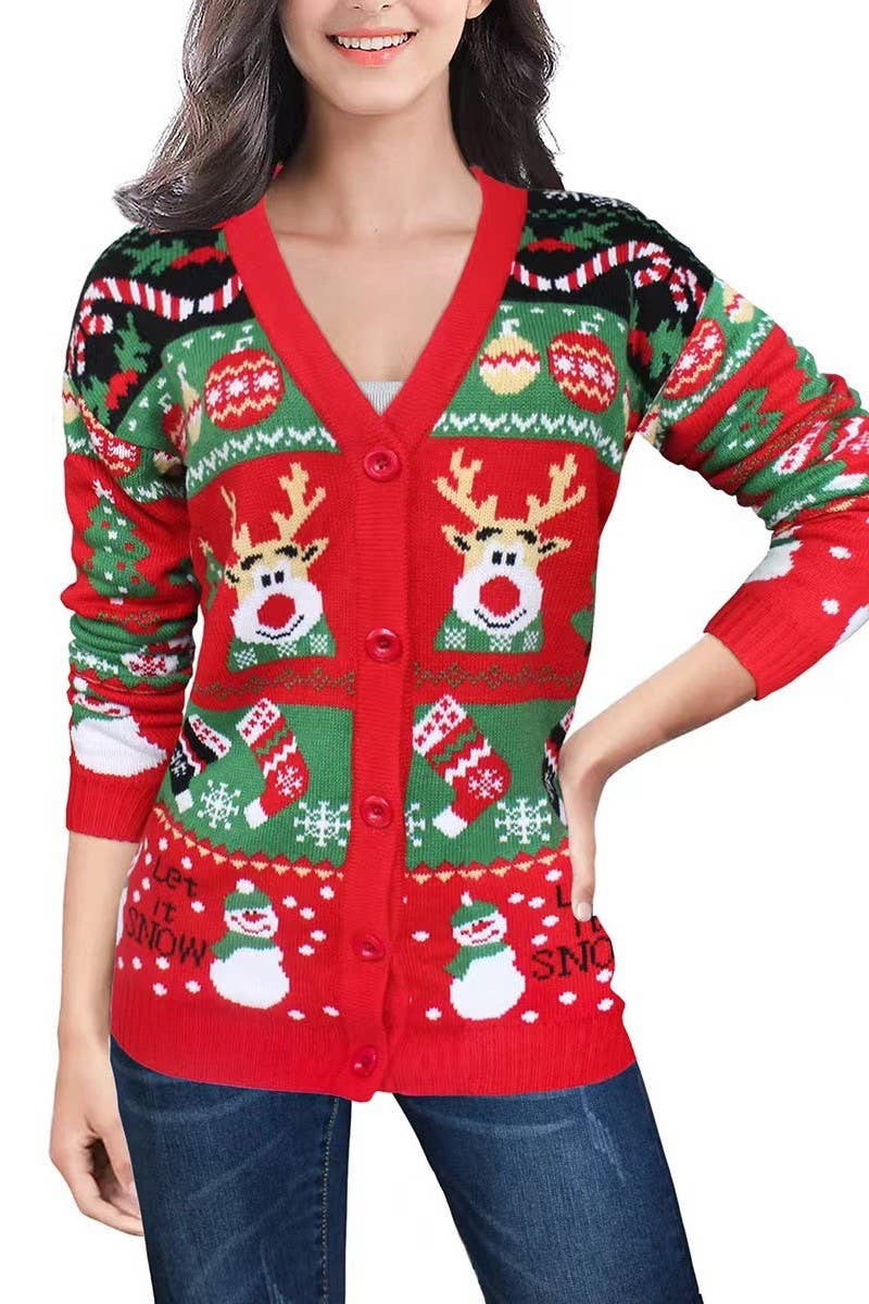 CWOCAL0686_CASUAL LONG SLEEVE CHRISTMAS CARDIGAN SWEATER
