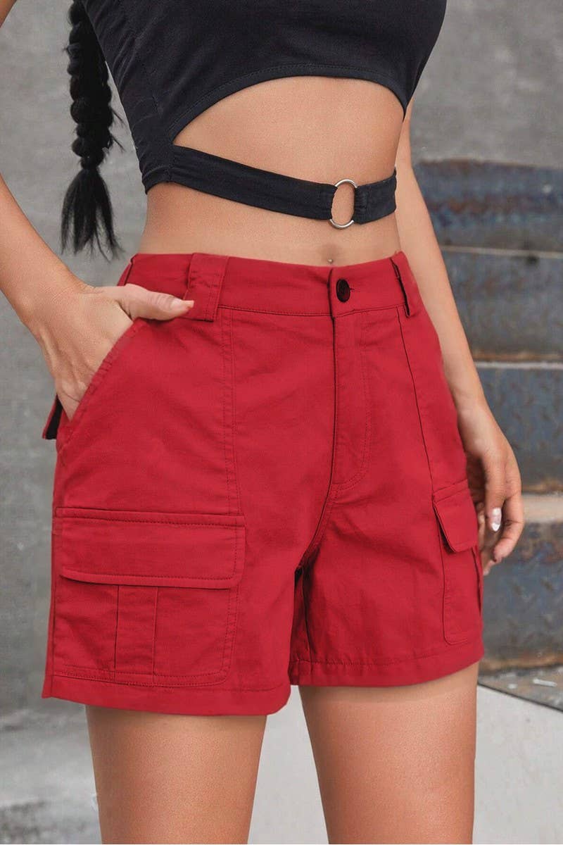 CWBSP0582_HIGH WAIST LOOSE FIT WIDE LEG FLATTERING SHORTS