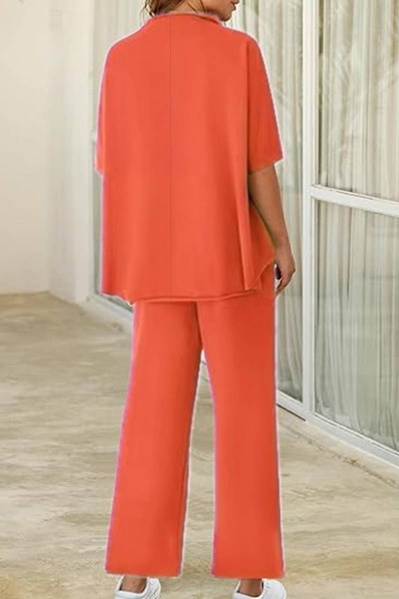 CWSTB1607_HIGH COLLAR BAT TOP NINE CROPPED PANTS SET