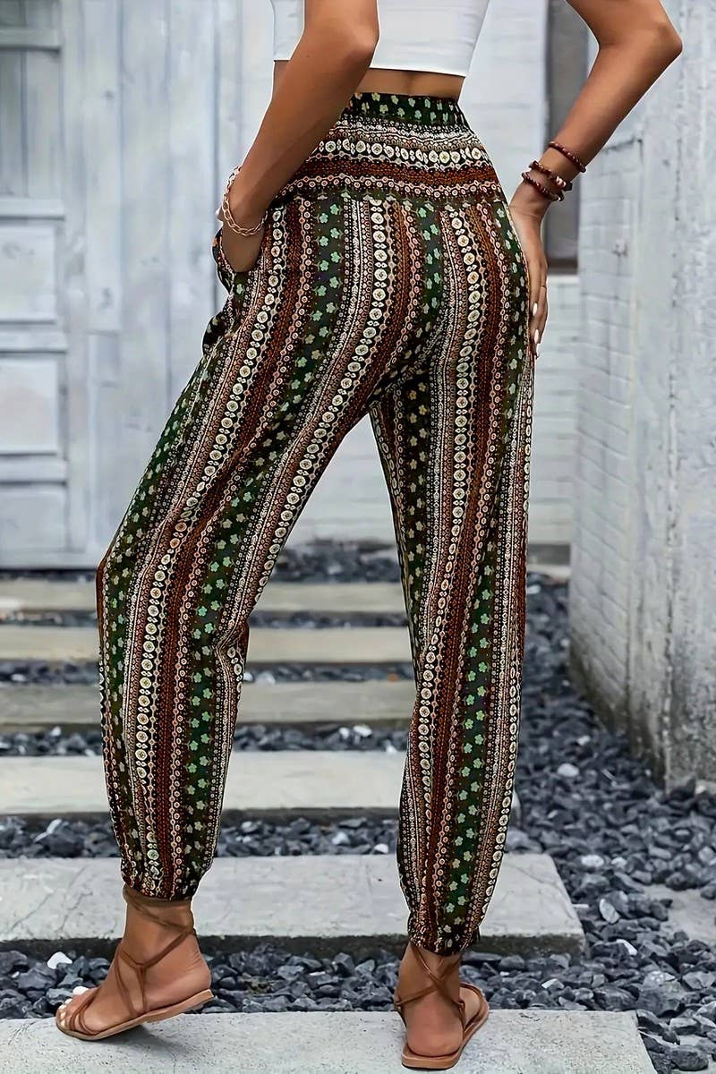 CWBLP2069_BOHO PRINT ELASTIC WAIST DRAPED JOGGER PANTS