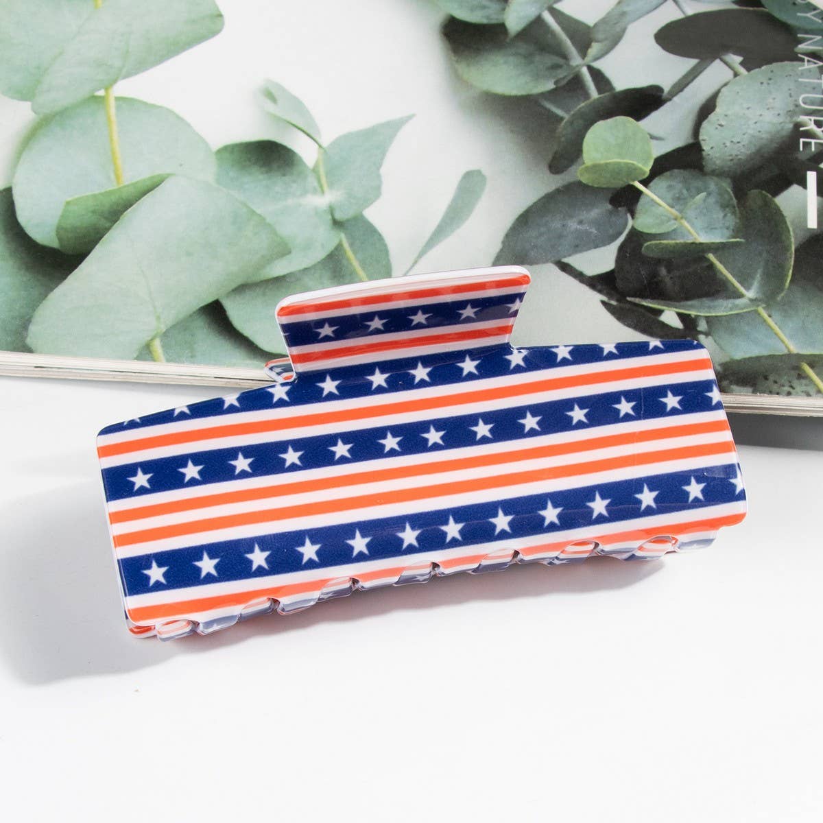 Independence Day Flag Hair Claw PVC Rectangle Clip_CWAHA1263