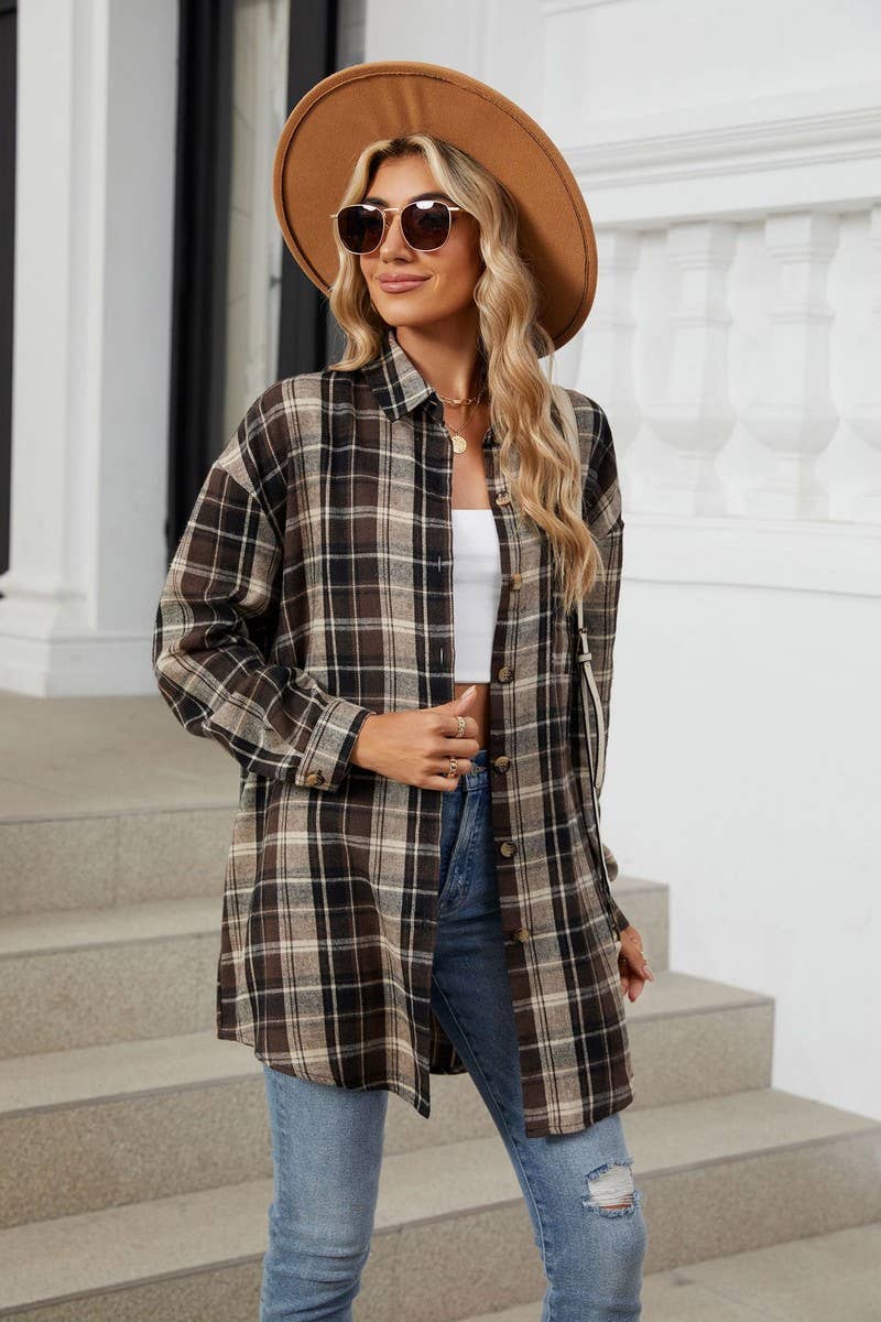 CWTSTL1296_CASUAL PLAID BRUSHED LONG SLEEVE SHIRT