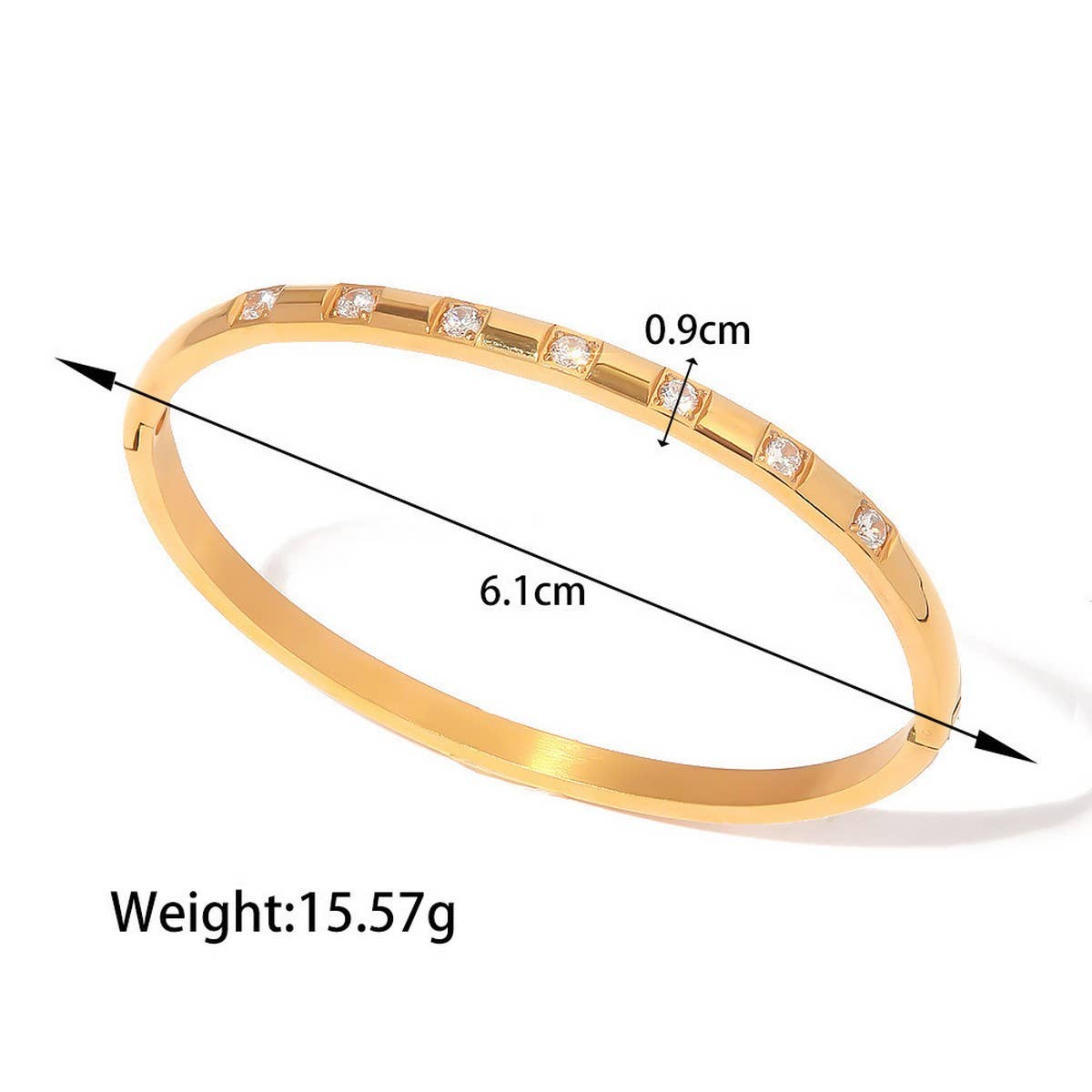INS Zircon Open Cuff Bracelet in Stainless Steel
