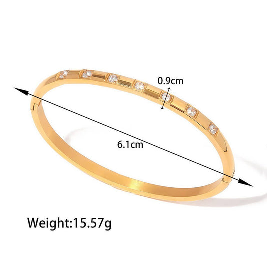 INS Zircon Open Cuff Bracelet in Stainless Steel