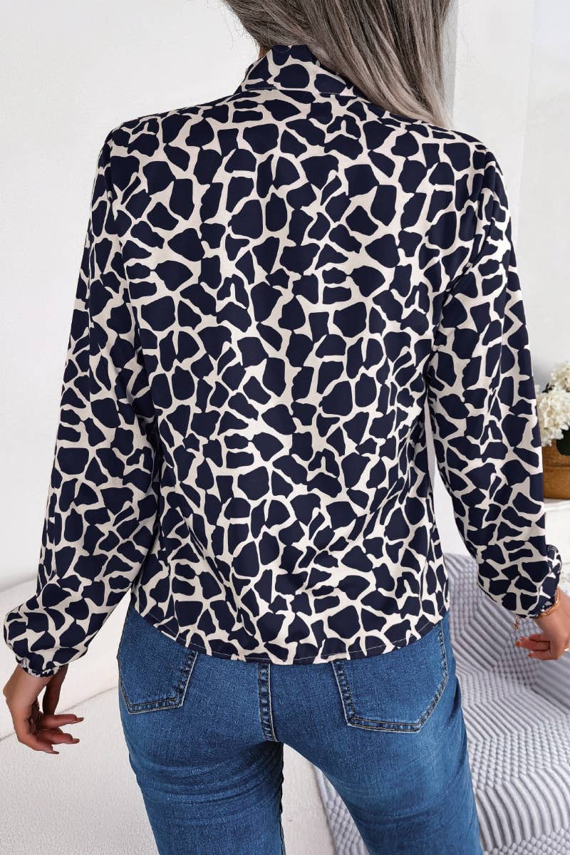 CWTSTL2128_AUTUMN COLOR CONTRAST LANTERN SLEEVE TOP