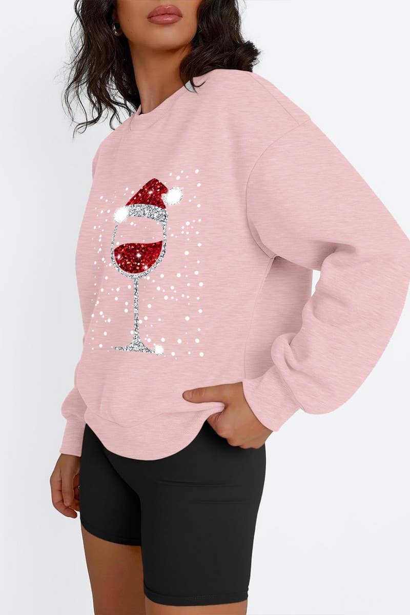 CWTBLL2464_ROUND NECK PRINTED CHRISTMAS SWEATSHIRT