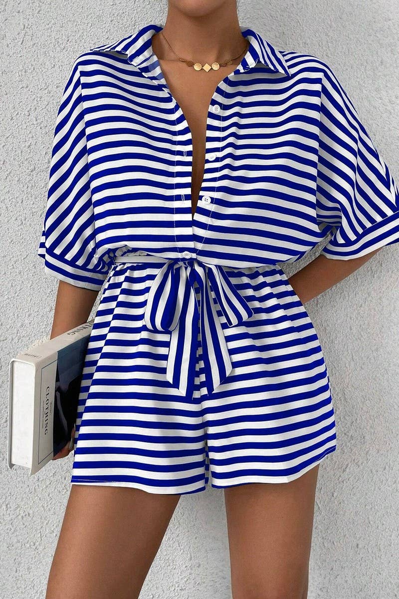 CWSBSS0053_SPRING AND SUMMER LAPEL MID SLEEVE BODYSUIT SET