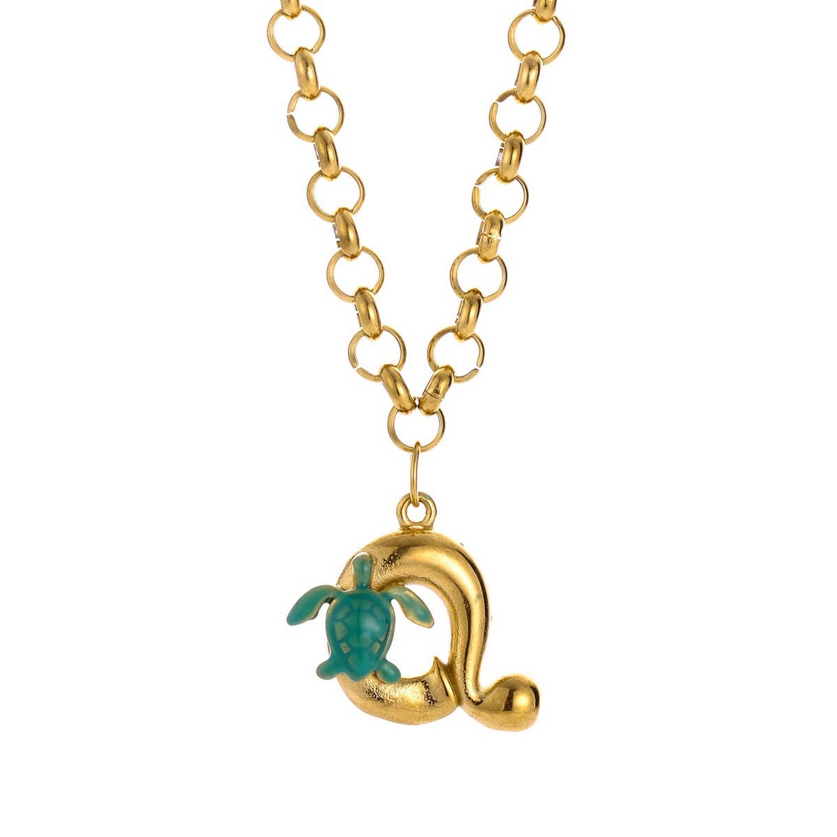 Original Stainless Steel Letter Necklace withEnamel_CWMM8836