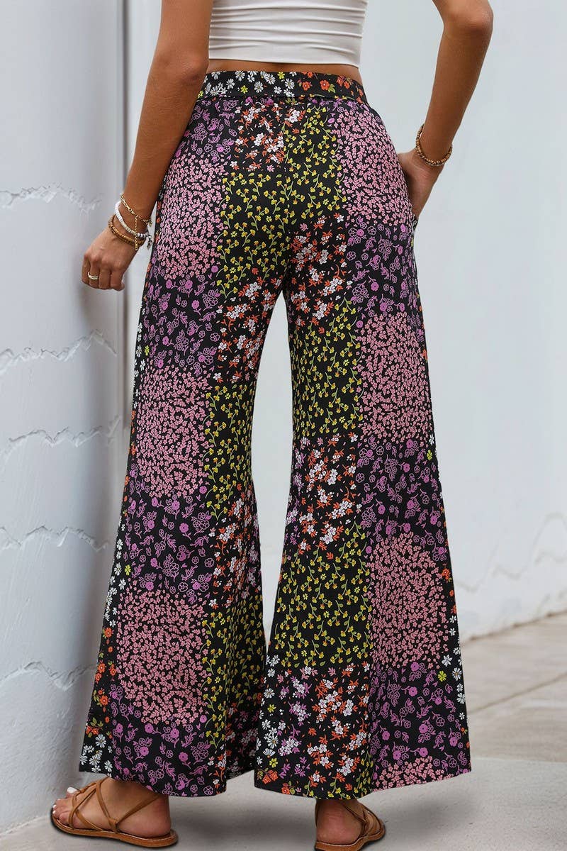 CWBLP1633_LACE-UP PRINTED HIGH-WAIST WIDE-LEG PANTS
