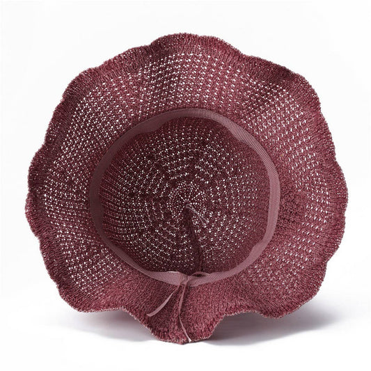 WAVY EDGE FLOWER HOLLOW SUNSHADE FISHERMAN HAT_CWAH1453