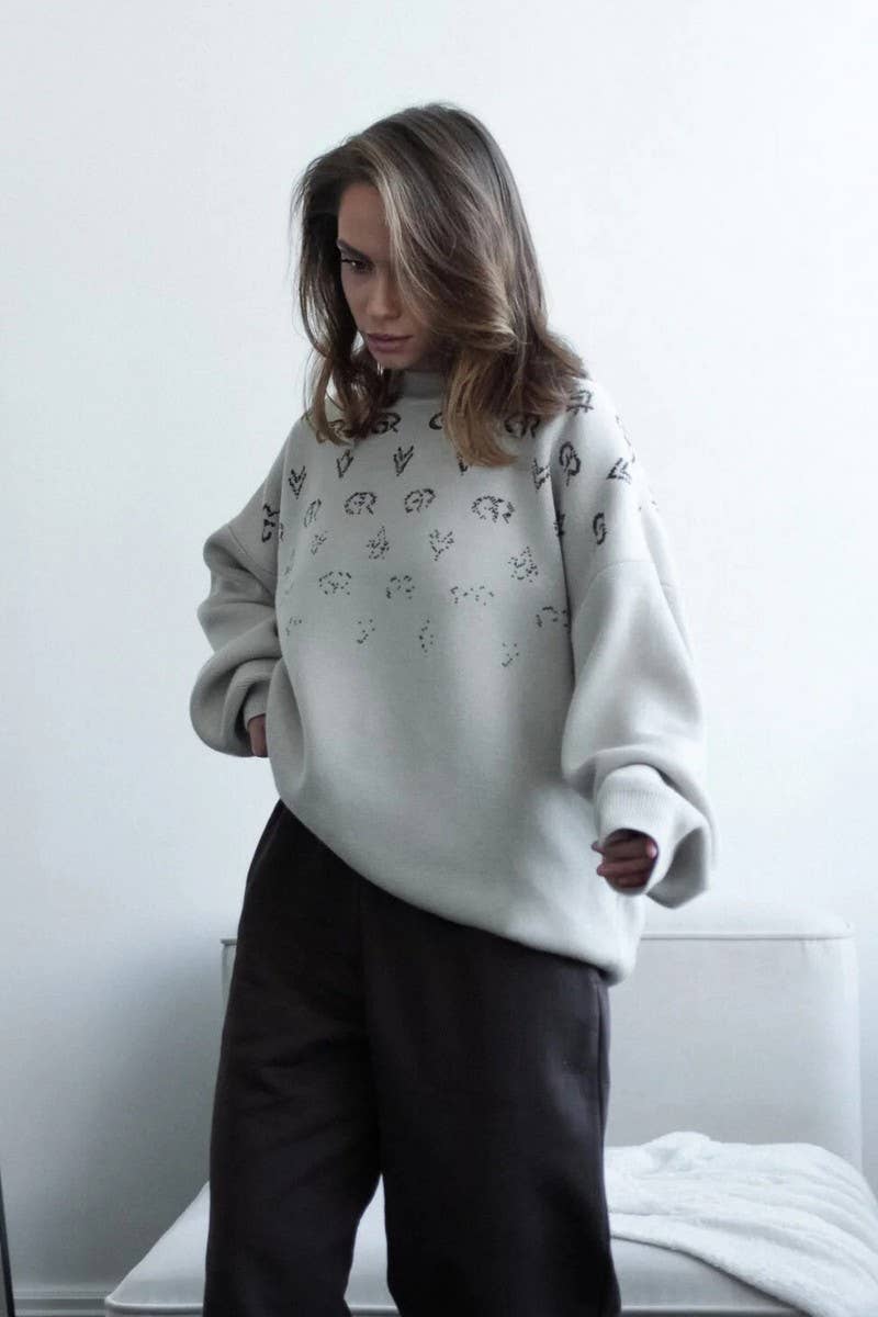 CWOSWL6798_GEOMETRIC LOOSE LONG-SLEEVED KNITTED SWEATER