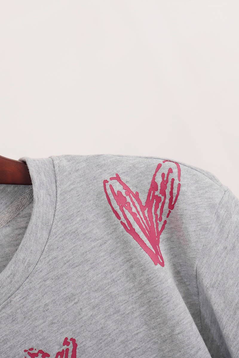 CWTTS1177_HAND-PAINTED HEART PRINT SHORT-SLEEVED T-SHIRT